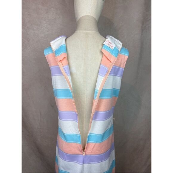 Vintage 60s/70s Pastel Striped Dress Mod MCM - Picture 6 of 7